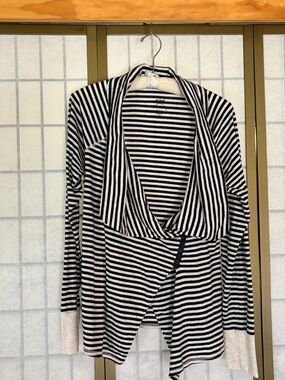 Allihop by Anthropology Striped Draped 4-button Shirt Blue & White, Women’s L